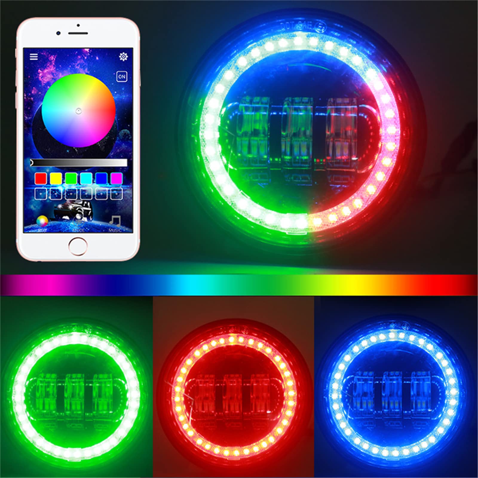 カラマ 　RGB LED ヘッドライト Amazon | LED ヘッドライト 2 個、4-1/2 インチ 4.5 インチ LED